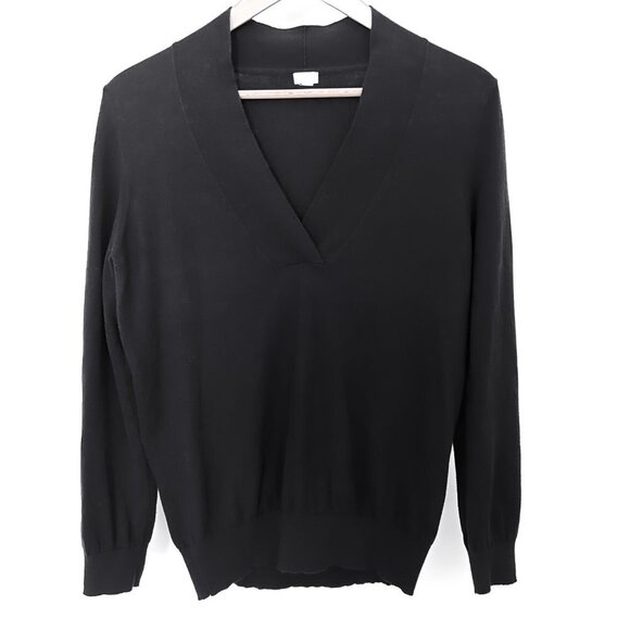 J. Crew Shawl Collar V Neck Sweater Women’s Medium Black - Picture 3 of 9